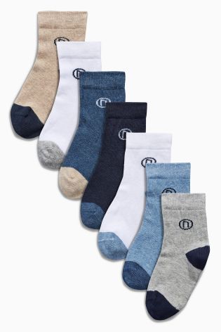 Grey Next Logo Socks Seven Pack (Younger Boys)